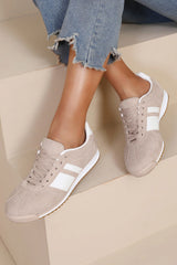 Orianna Stone Suedette Trainers