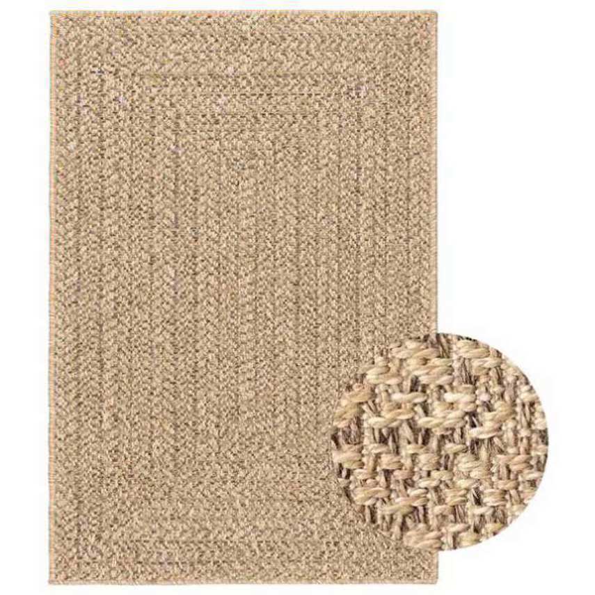 Rug ZIZUR Beige 100x200 cm Jute Look Indoor and Outdoor 4010392