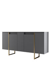 NORDVÄRK Luxe konsolbord m. 4 låger og 4 hylder antracitgrå melamin og guld metal 160x35