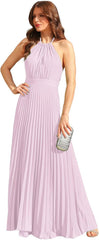 KDTM Halter Chiffon Long Prom Dresses for Women A Line Pleated Formal Evening Gown High Waist Sleeveless Party Dress
