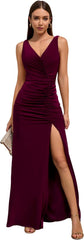 Elegant Evening Dresses for Women | Long Formal Wedding Guest Dress with Pleats | Simple Design | Dresses for Women