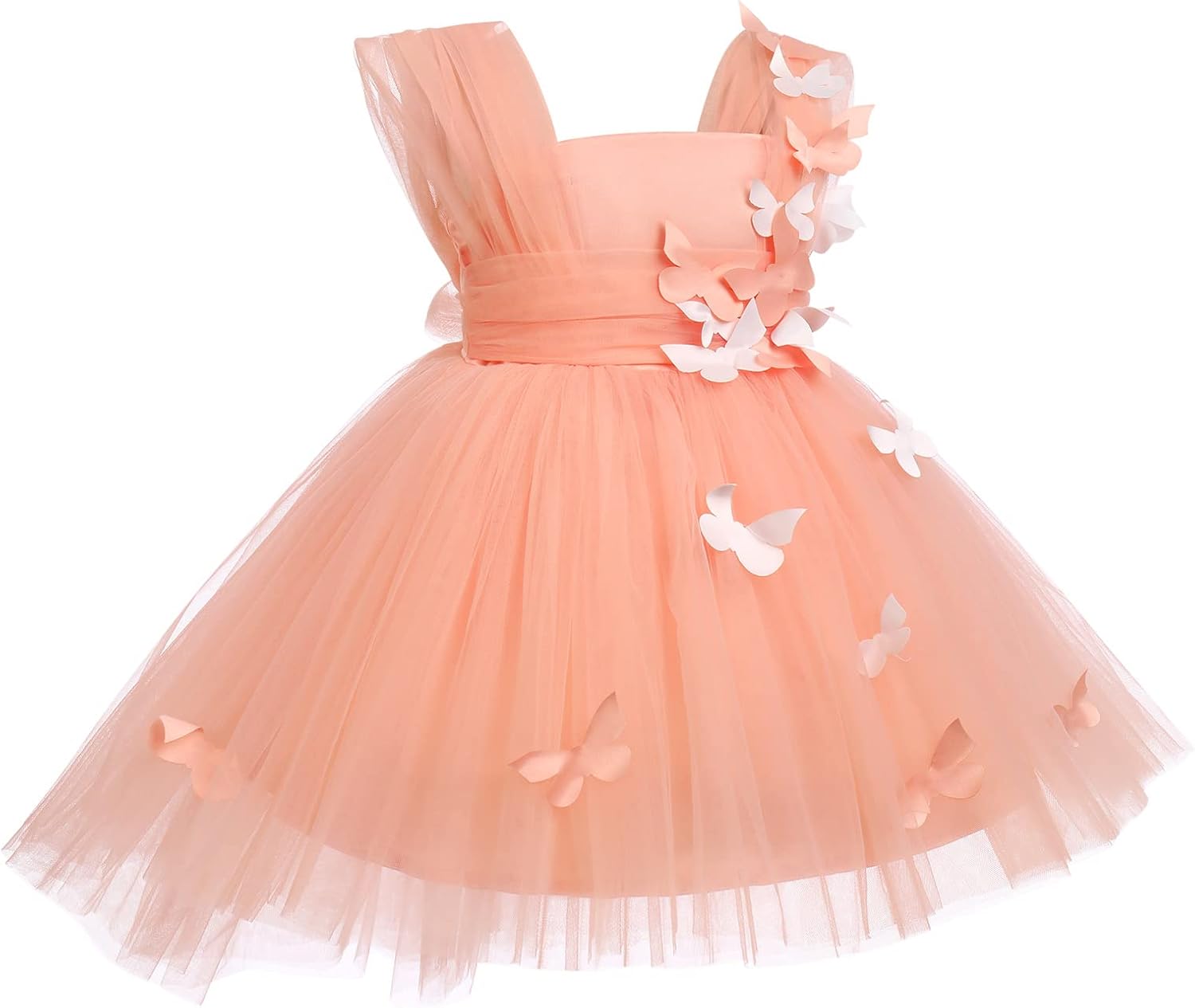 Flower Girl Dress Baby Girl Butterfly Tutu Dress Infant Toddler Sleeveless Tulle Birthday Dress Pageant Party Dresses