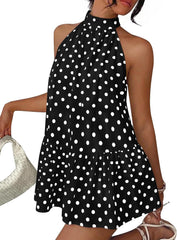 LILLUSORY Women Halter Dress Summer Mini Short Dresses A Line Polka Dot Petite Sundress Flowy Vacation Party Outfits 2026