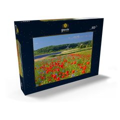 Mohnblumenfeld mit Blick zur Windmühle Charlotte in der Geltinger Birk, Geltinger Bucht 500 Puzzle Schachtel Ansicht2