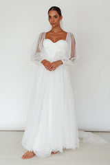 Fairytale Dream Sheer Sleeve Maxi Dress White by Selfie Leslie
