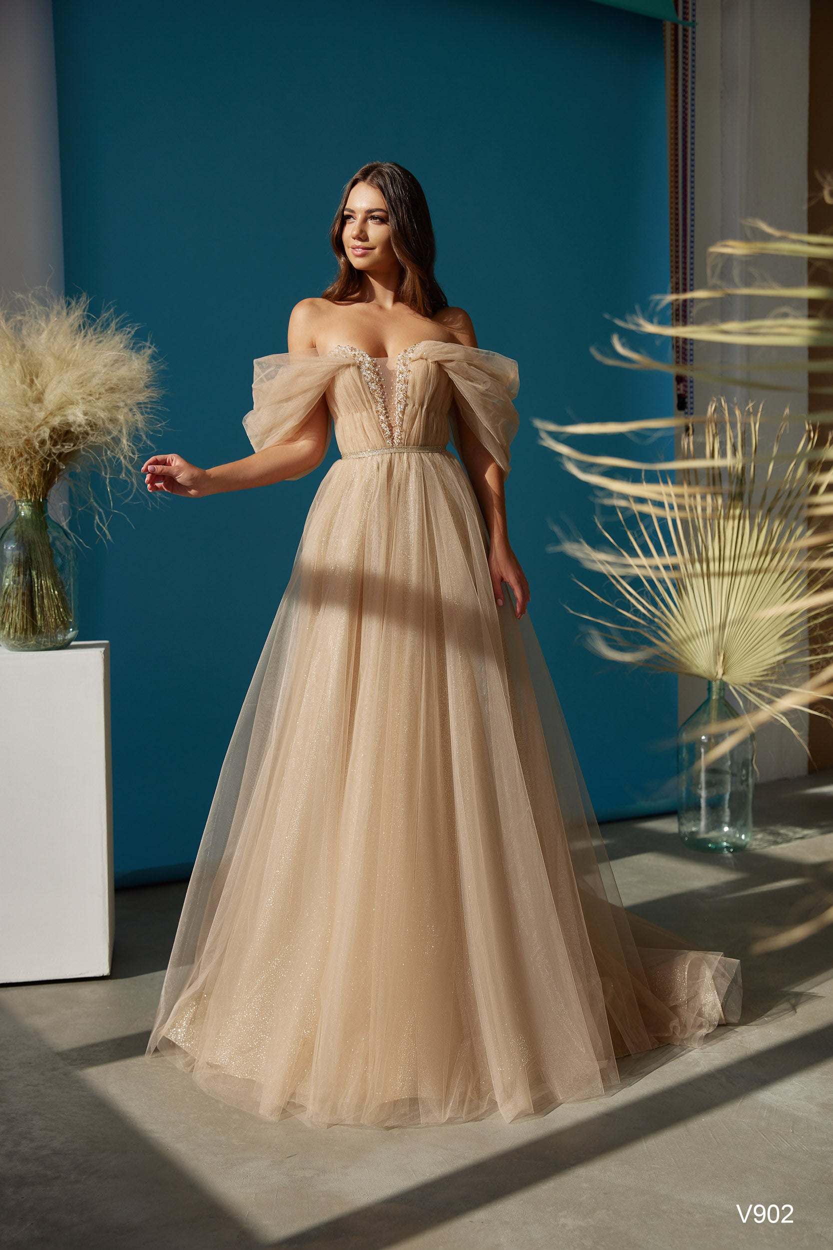 KatrinFAVORboutique-Off the shoulder sparkly dress Met gala prom dresses