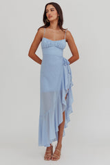 Nerida Waist Tie Asymmetric Dress Steel Blue by Selfie Leslie