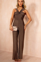 Brenda Bronze Knot Detail Shimmer Jumpsuit