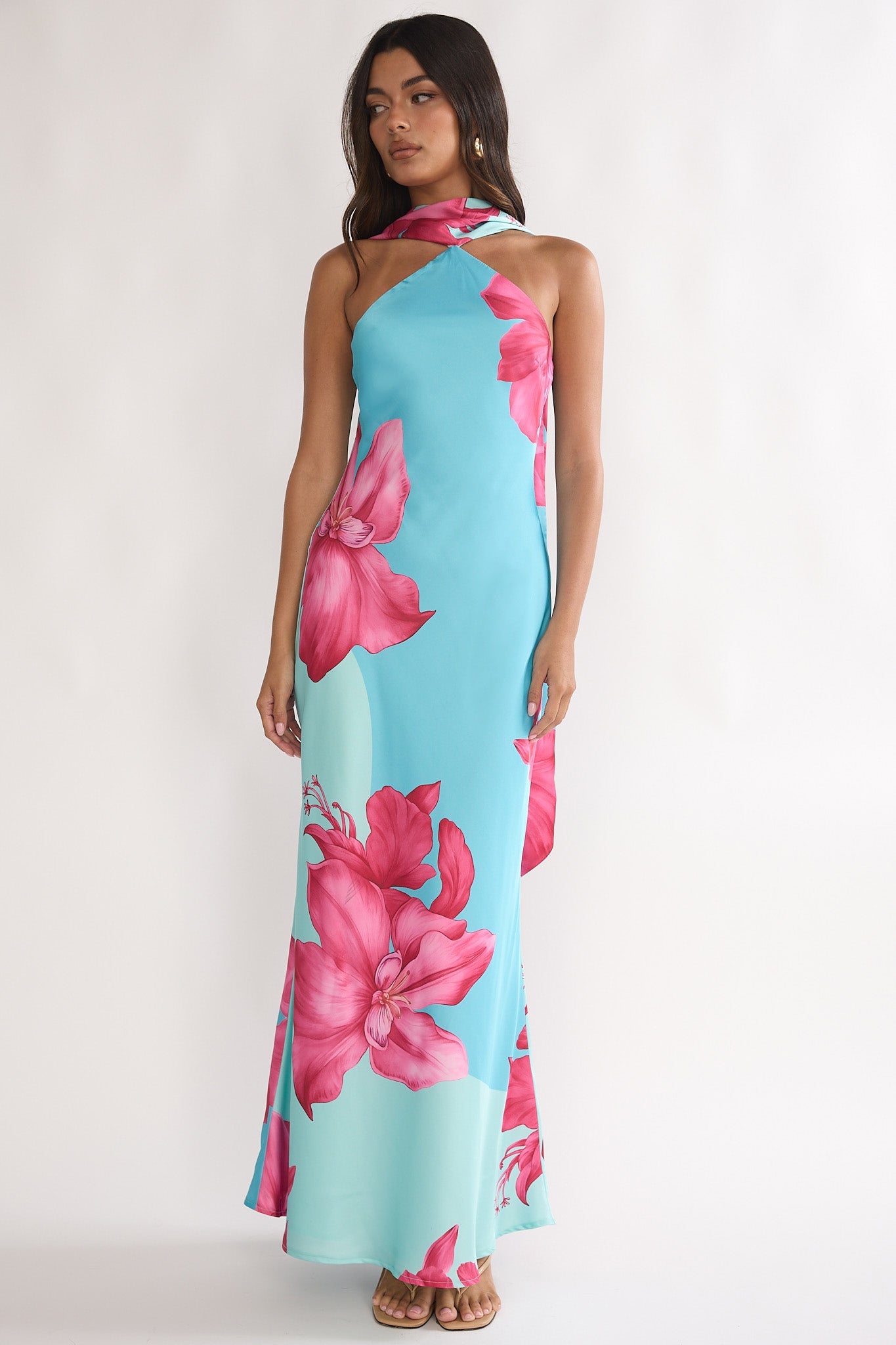 Risha Scarf Maxi Dress Lily Hot Pink by Selfie Leslie