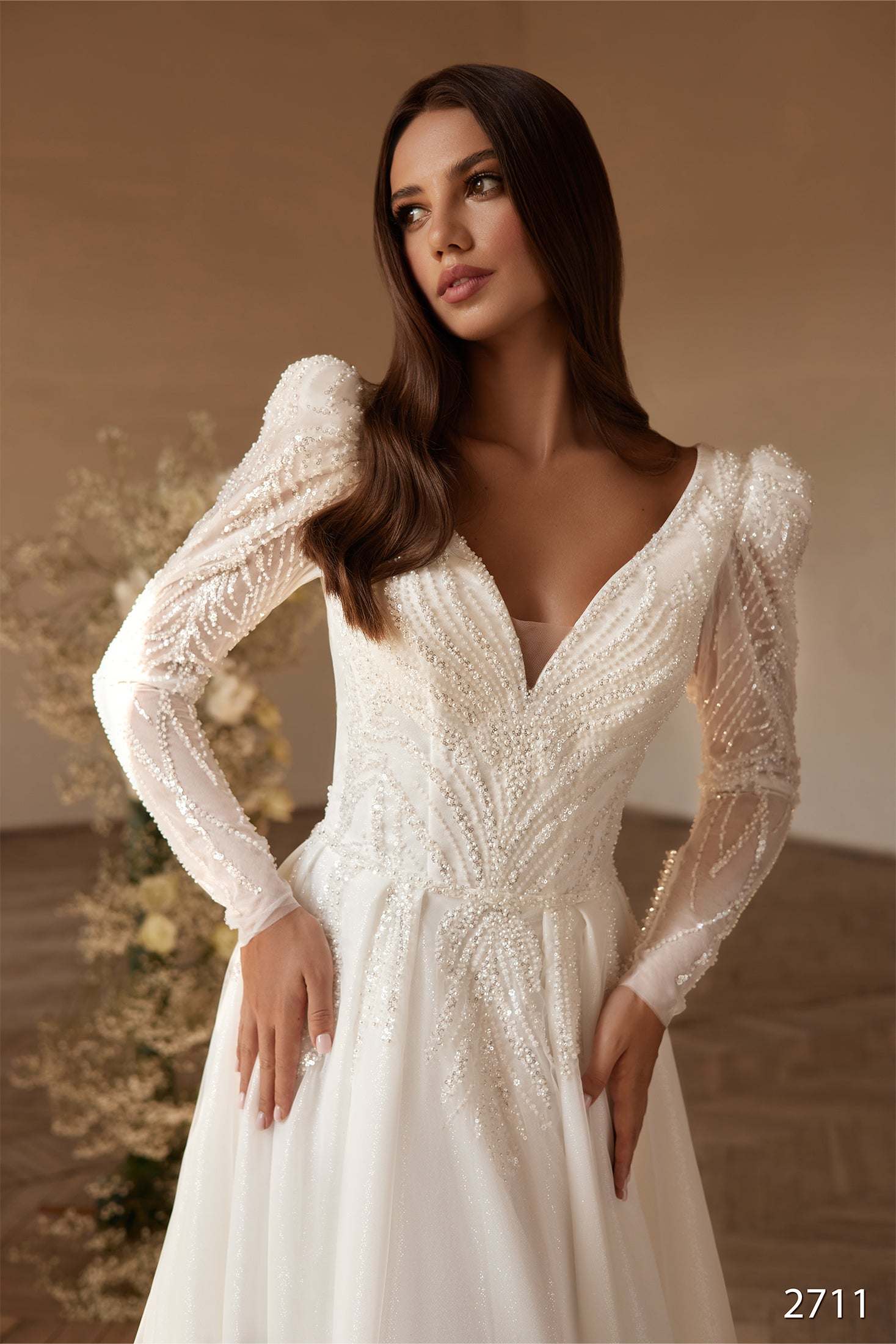 KatrinFAVORboutique-Long sleeve dress for winter wedding Christian bridal