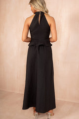 Pia Black Textured Maxi Skirt