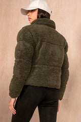 Lottie Khaki Teddy Puffer Jacket