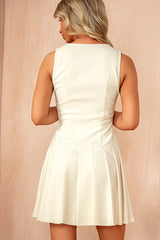 Penelope Cream Tailored Pleated Dress