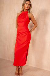 Lynn Burnt Orange Halter Neck Dress