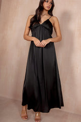 Louise Black Satin Dress