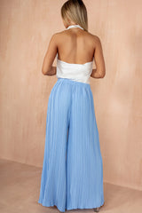 Irma Blue Pleated Wide Leg Trousers