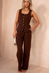 Jamie Chocolate Square Neck Waistcoat