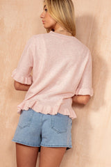 Jada Pink Soft Knit Frill Top