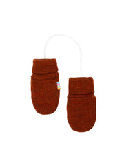 VOTTER MED SNOR UTEN TOMMEL I DOBBEL 100% MERINO ULL - RUST