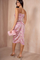 Monica Pink Wrap Satin Dress