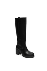 Harmony Black PU Knee High Boots