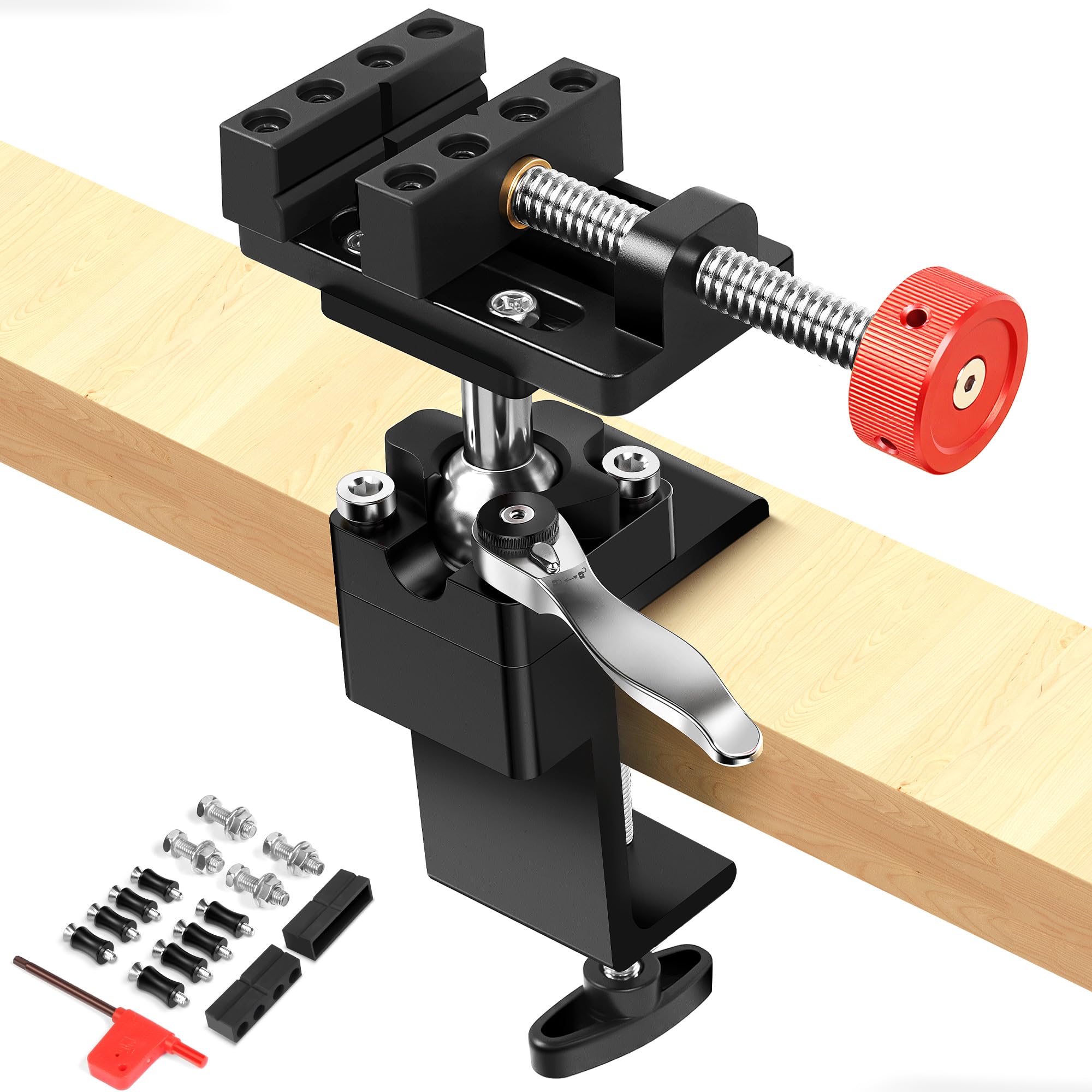 ArtyMaster 360° Rotating Mini Bench Vise with Quick-Release Ratchet Wrench, 2.48" General-Purpose Table Vise for Woodworking, Metalworking, Modeling, Mini Vice Clamp for Small Projects WT104C