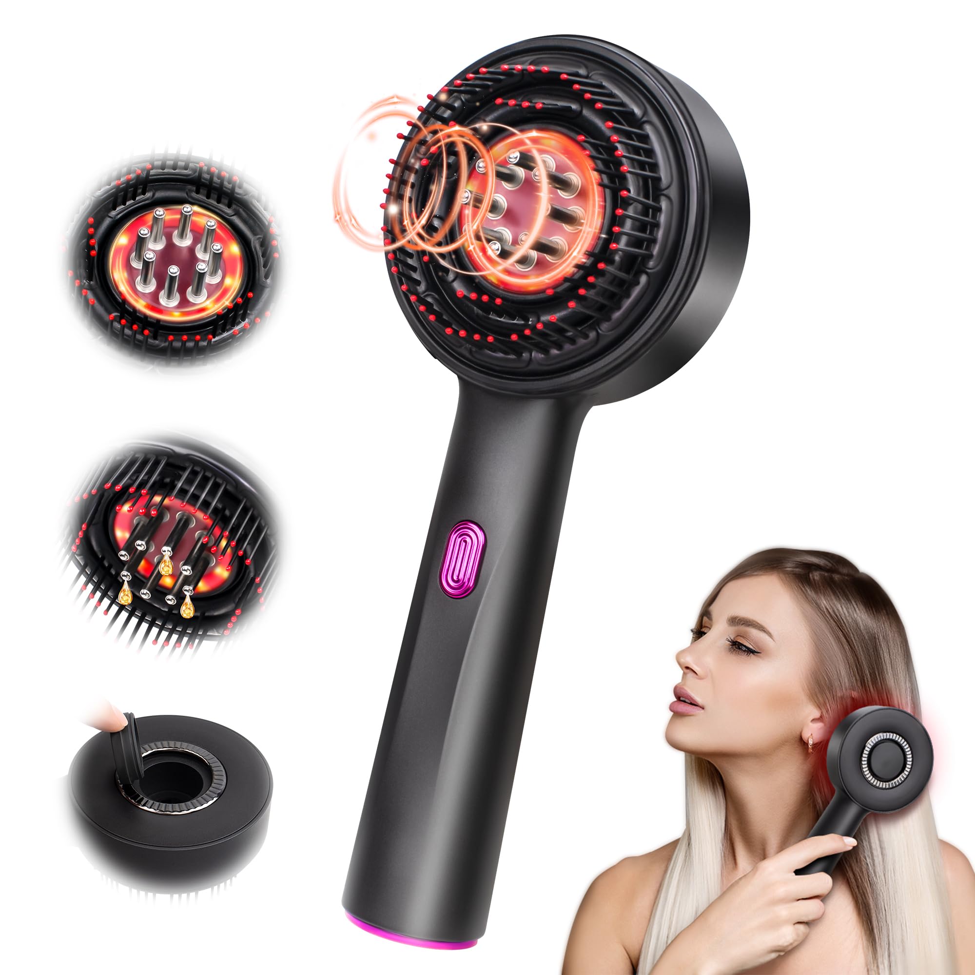 MPADQ Upgrade 2 in 1 Hair Oil Applicator,Electric Hair Brushes for Hair Growth,Hair Oil Applicator Scalp Massager,IPX7 Waterproof Oil Dispenser for Hair