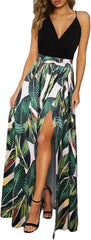 Newshows Women's 2026 Lightweight Summer Wedding Guest Beach Vacation Casual V Neck Split Flowy Maxi Dress