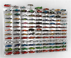 Clear Display Case Wall Cabinet for 1:64 Hot Small Toy Car Wheels Scale Matchbox Hot Toy Cars Collection Storage Display (108 Slots, 32" X 21")