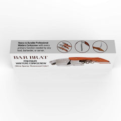 Wine Opener & Waiters Corkscrew (Rosewood) by Bar Brat ™ / Stronger Than Other Wine Openers & Corkscrews/Only Corkscrew You'll Ever Use/Wine Foil Cutter included by Bar Brat
