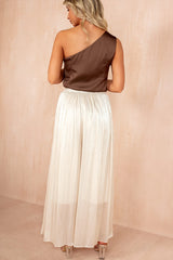 Matilda Champagne Pleated Palazzo Trousers