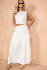 Paislee White Cotton Crop Top