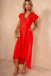 Nyla Burnt Orange Belted Midi Dress