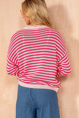 Estella Pink Knit Striped Jumper