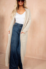 Arya Stone Hairy Knit Long Cardigan