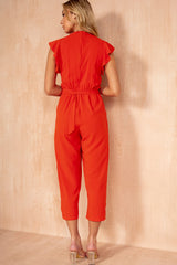 Anne Burnt Orange Wrap Jumpsuit