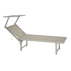 VESTIAMO CASA MARE - Lettino con Parasole Pieghevole Grigio h38x189x60 cm - Ideale per Spiaggia e Campeggio
