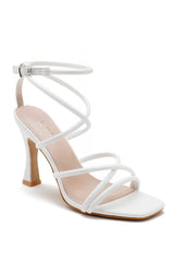 Rita White PU Strappy Heels