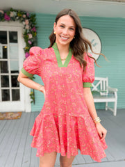 The Brooks Floral Dress-Hot Pink