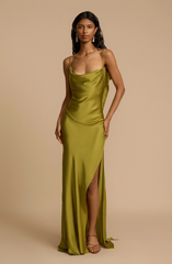 Satin Side High Slit Maxi Dress