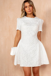 Quinna White Jacquard Structured Dress