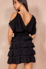 Bianca Black Cold Shoulder Dress