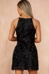Rebecca Black Rose Applique Mini Dress