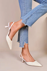 Phallon Cream Woven Kitten Heels