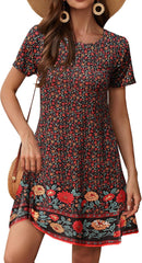 Sherosa Women's Summer Dresses 2026 Beach Boho Sundress Short Sleeve Loose Casual Tshirt Dress with Pockets