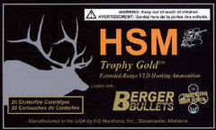 HSM 7WSM168VL Trophy Gold 7mm WSM 168 gr 2981 fps Berger Hunting VLD Match (BHVLDM) 20 Bx/20 Cs