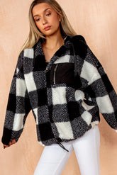 Polly Black Check Teddy Jacket