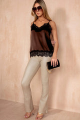 Orla Chocolate Satin Lace Cami Top