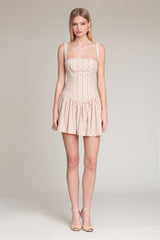 Multicolor floral cotton mini dress with a square neck and flared skirt - Shop cute mini dresses by Avec Les Filles