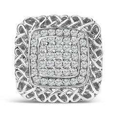 Sterling Silver 1.0 Cttw Diamond Celtic Knot Cocktail Ring on sale at MyriadMart